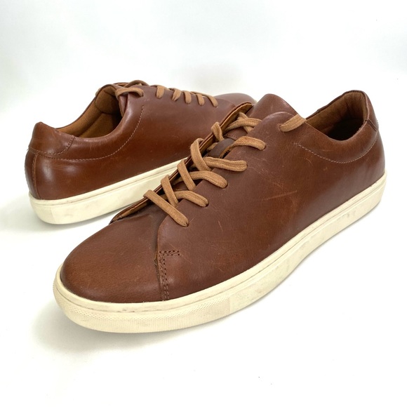 Steve Madden Brown Leather Low Top Sneakers Size 10 Lace Up Casual Men’s Shoes